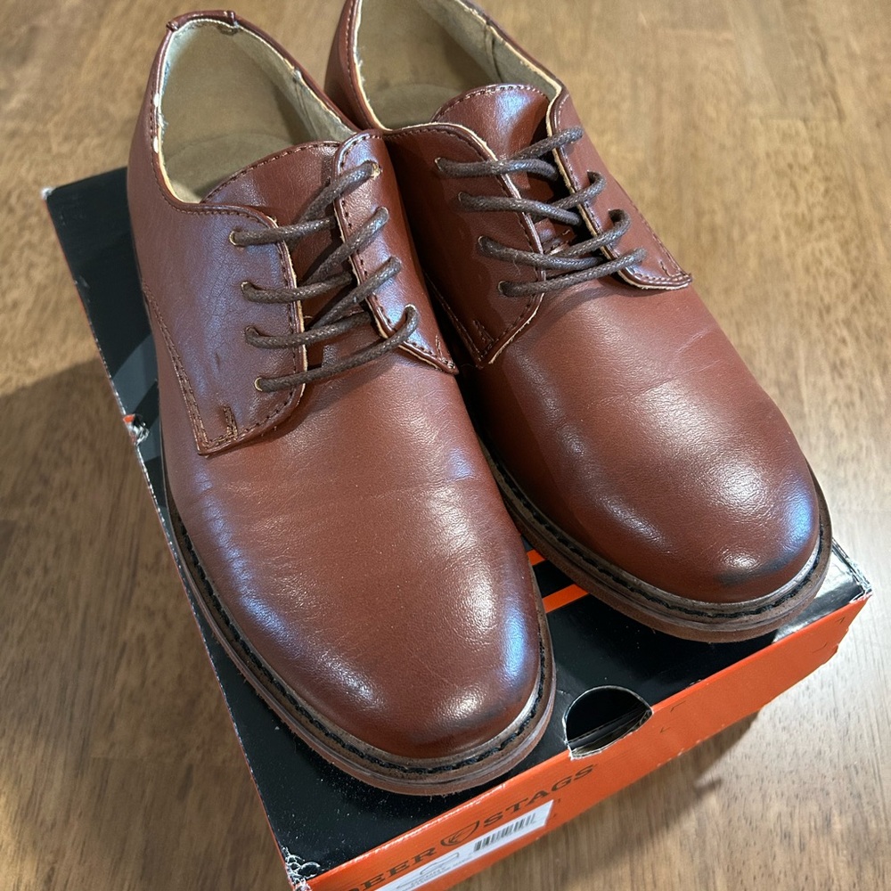 Boys Brown Leather Dress Shoes